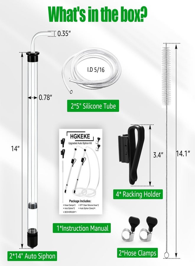 Hgkeke Auto Siphon for Wine Making, 14" Auto Siphon Homebrew Food-Grade with 3/8" Racking Cane, 5.5 FT Silicone Hose,Effortless Bottling Fermentation Siphoning Wine Making Kit Brewing Equipment - Image 2