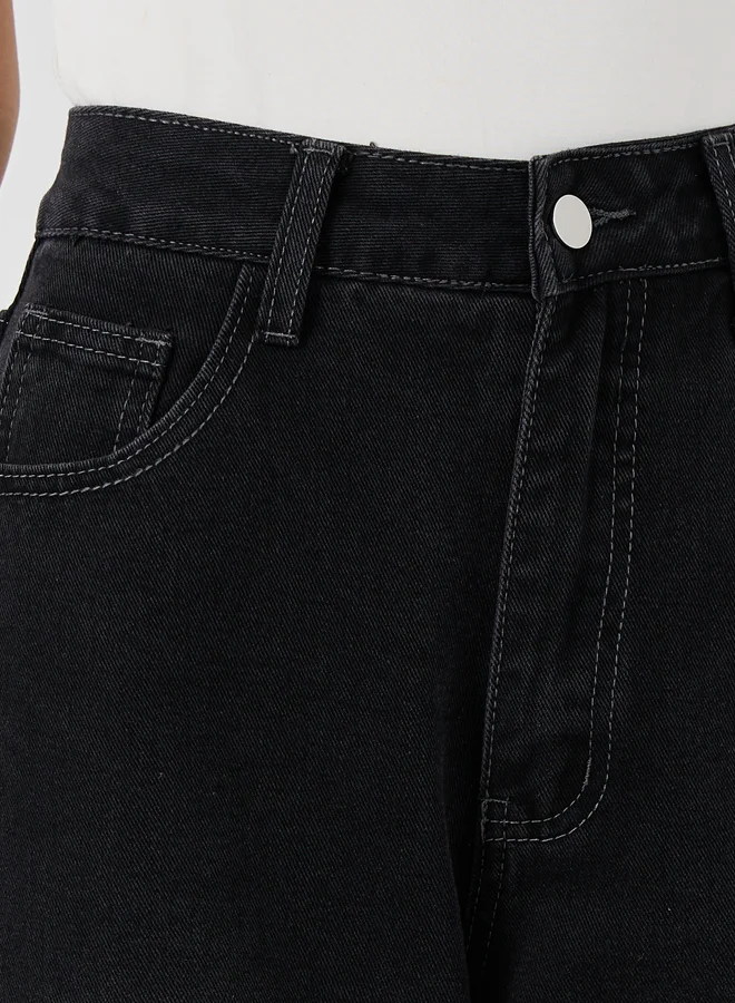 Styli Styli Solid High Rise Tapered Fit Jeans
