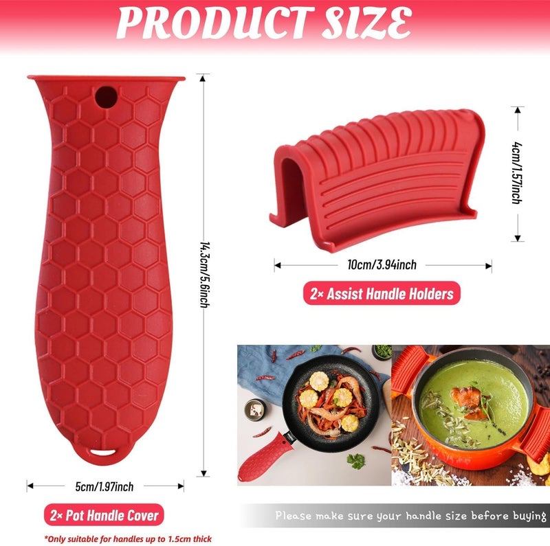 AHIW Silicone Assist Hot Pan Handle Holder Hot Skillet Handle Covers Pot Holder Sleeve Cast Iron Skillets Nonslip Heat Resistant for Enameled Griddles Casserole Frying Pans Cookware4PACKBlack - Image 3