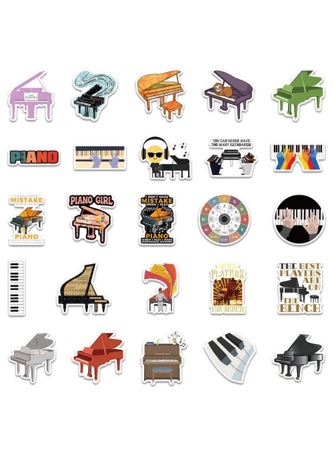 50Pcs Funny Piano Stickers Decal Phone Laptop Luggage Guitar Car Skateboard Bike Waterproof Sticker for Kid Classic Toy - Image 3