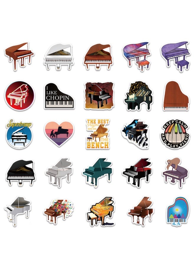 50Pcs Funny Piano Stickers Decal Phone Laptop Luggage Guitar Car Skateboard Bike Waterproof Sticker for Kid Classic Toy - Image 2