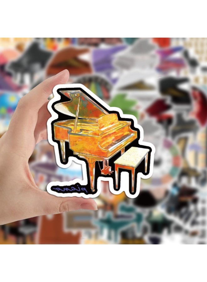 50Pcs Funny Piano Stickers Decal Phone Laptop Luggage Guitar Car Skateboard Bike Waterproof Sticker for Kid Classic Toy - Image 5
