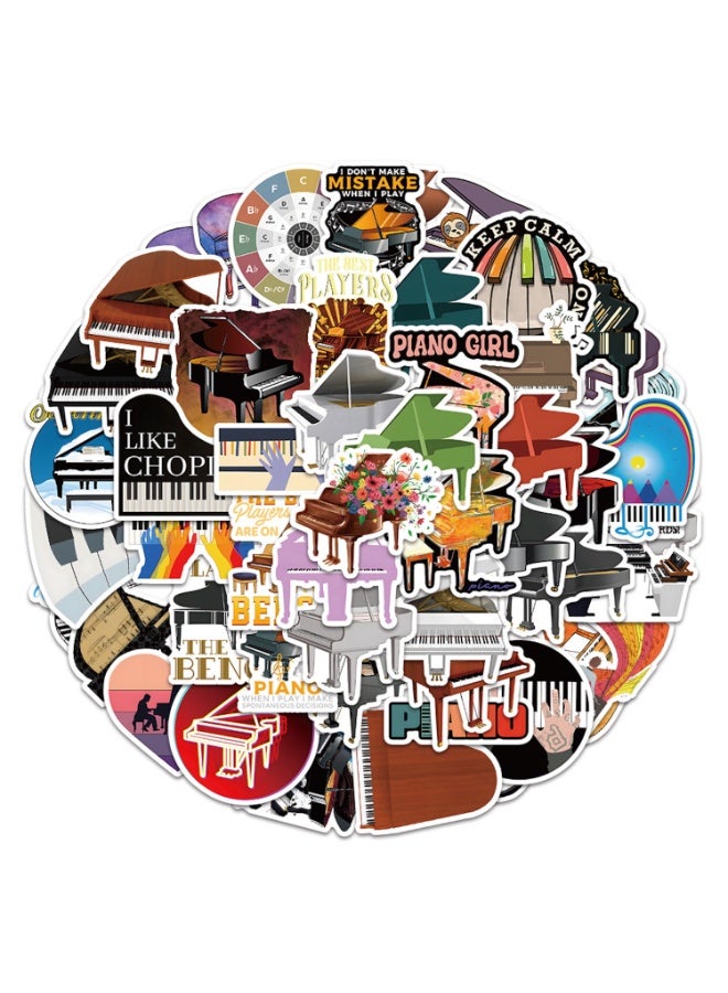 50Pcs Funny Piano Stickers Decal Phone Laptop Luggage Guitar Car Skateboard Bike Waterproof Sticker for Kid Classic Toy - Image 1