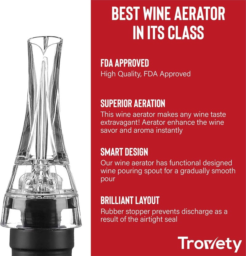 Trovety Destini Rose Wine Pourer & Aerator - Hawk-Bill Shape for Easy, No Drip Pouring - Unique Built-In Aerator System for Fast Decanting - Can Fit Most Bottle Spout Sizes - Travel-Savvy Accessory - Image 3