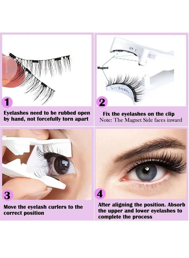 Happy D 1 Pairs Magnetic Eyelashes, Reusable False Eyelashes, Natural Look Cat Eye Magnetic Lashes with Applicator, No Glue Needed, Fake Eyelashes Kit, Easy to Wear and Remove - Image 5