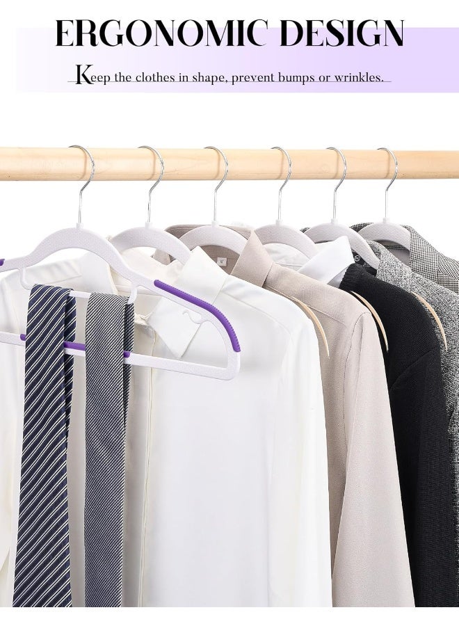 HOUSE DAY Plastic Hangers 50 Pack, Plastic Clothes Hangers Non Slip Hangers with Rubber Grip, Heavy Duty Plastic Hangers with 360Âº Swivel Hook, Ultra Thin Hangers Space Saving, Closet Hangers Purple - Image 2