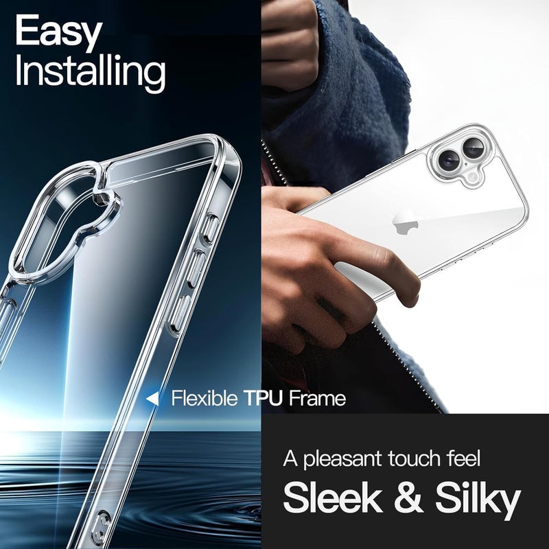 Nishtech غطاء خلفي شفاف هجين ناعم رفيع مقاوم للغبار لجهاز آيفون 16 (2024) مع حماية للكاميرا - Image 5