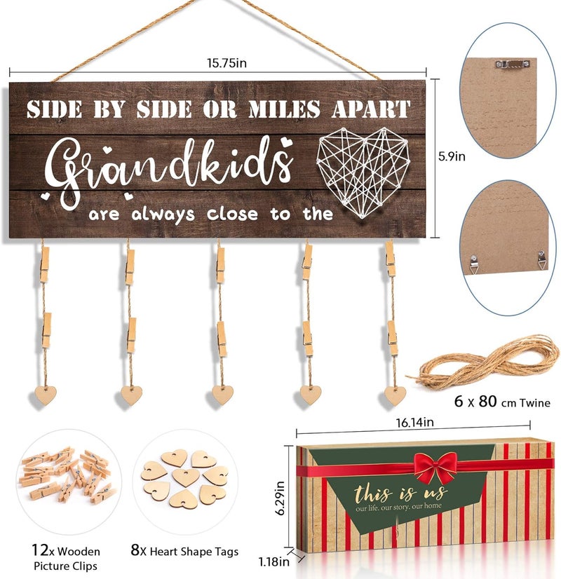 GEMTEND Grandma Gifts Nana Photo Holder, Gifts for Grandmother Present from Granddaughter and Grandson, Clips and Twine for Photo Hanging, Grandkids Photo Frame for The Best Grammy Ever Gift - Image 2