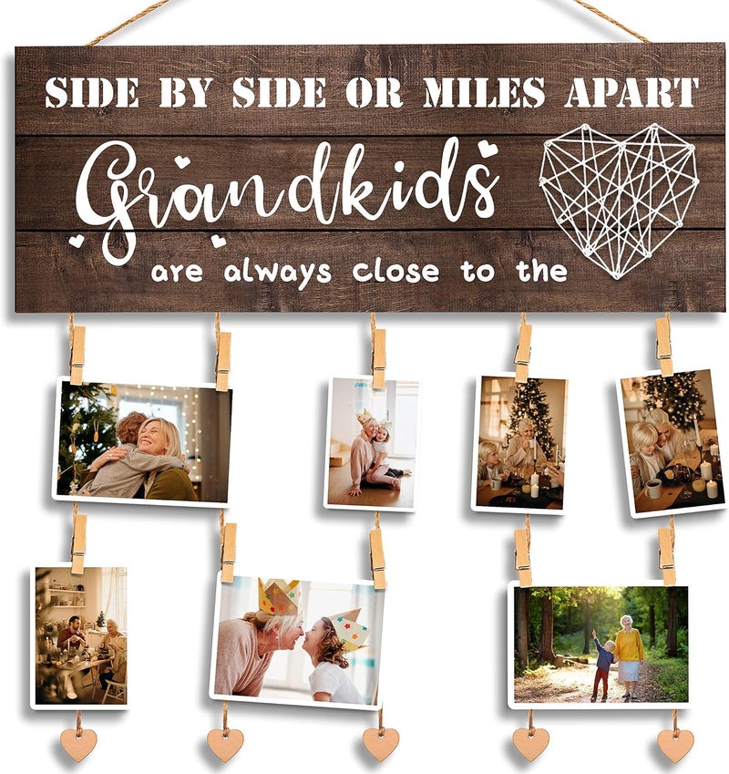 GEMTEND Grandma Gifts Nana Photo Holder, Gifts for Grandmother Present from Granddaughter and Grandson, Clips and Twine for Photo Hanging, Grandkids Photo Frame for The Best Grammy Ever Gift - Image 1