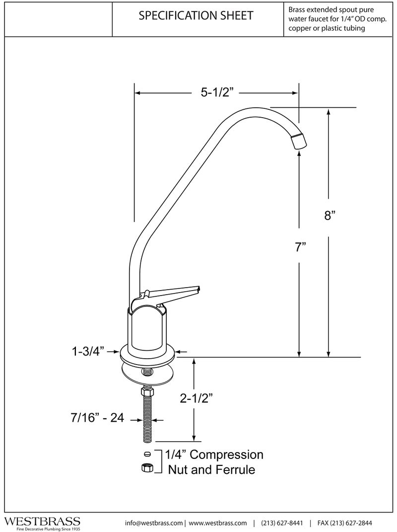 Westbrass Westbrass A2031-NL-62 8"" Touch-Flo Style Pure Cold Water Dispenser Faucet  1-Pack  Matte Black - Image 2