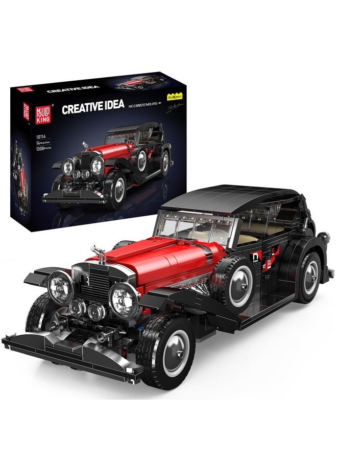 mould king Mould King 10114 Classic Car Building Toy Set, MOC Vintage Car Model Building Block Kit, Technology Retro Car Toy for Kids Age 8+ Static Version(1,308 Pieces)  - Image 1