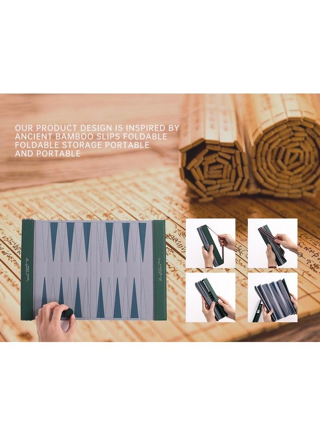 Magic Vosom طقم طاولة الزهر للبالغين، طقم طاولة الزهر للسفر، شطرنج ودومينو قابلة للطي ومقاومة للتجاعيد، ألعاب خارجية ممتعة للعائلة والأصدقاء، مجموعة ألعاب سفر مثالية (أخضر عشبي) - Image 2