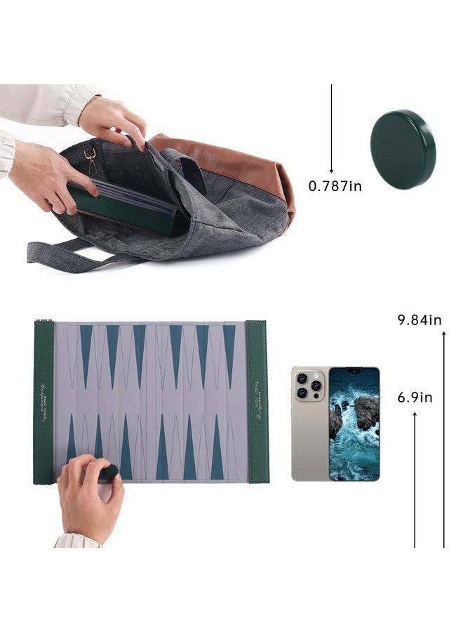 Magic Vosom طقم طاولة الزهر للبالغين، طقم طاولة الزهر للسفر، شطرنج ودومينو قابلة للطي ومقاومة للتجاعيد، ألعاب خارجية ممتعة للعائلة والأصدقاء، مجموعة ألعاب سفر مثالية (أخضر عشبي) - Image 5