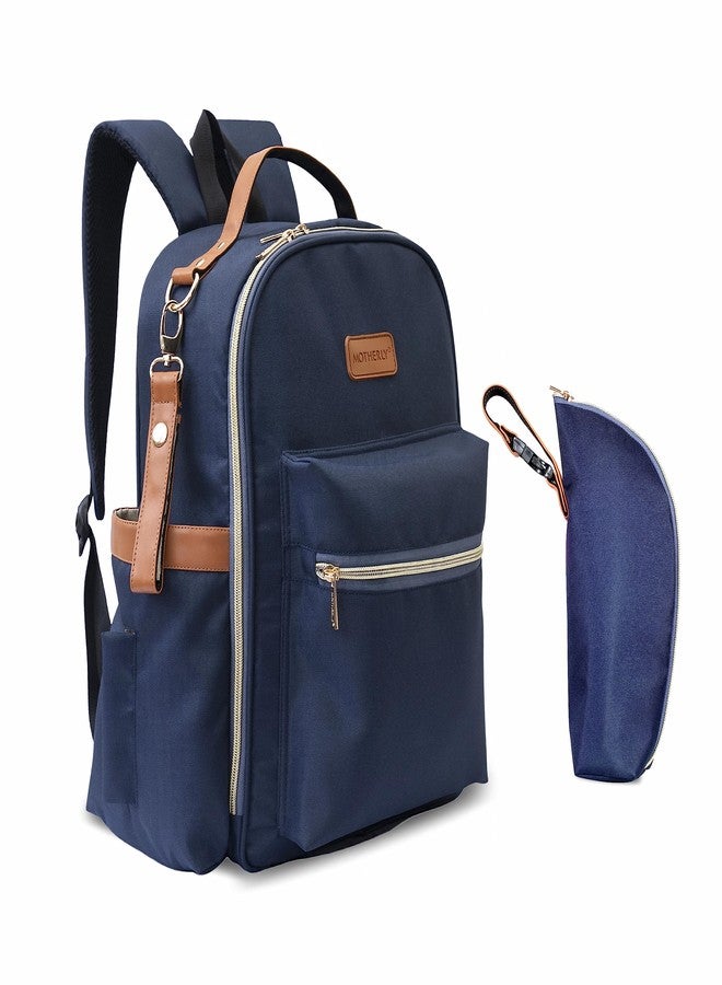 Motherly Solid Color Diaper Bag for Mothers for Travel | Maternity Bag for Newborn Baby | Mothers Travelling Bag | Multiple Pockets Backpack for Moms | Water Resistant Baby Bag(Navy Blue) - Image 1