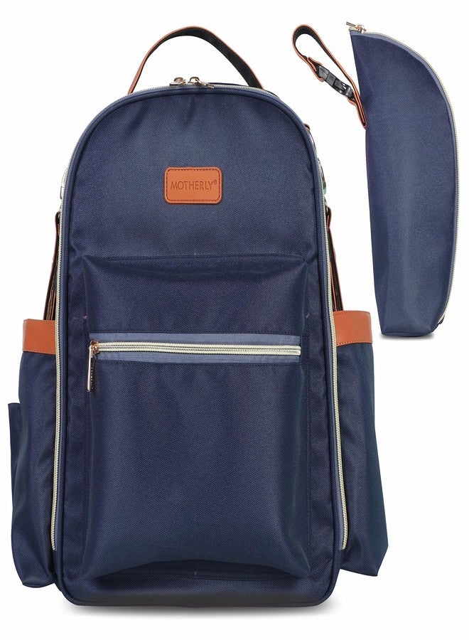 Motherly Solid Color Diaper Bag for Mothers for Travel | Maternity Bag for Newborn Baby | Mothers Travelling Bag | Multiple Pockets Backpack for Moms | Water Resistant Baby Bag(Navy Blue) - Image 2