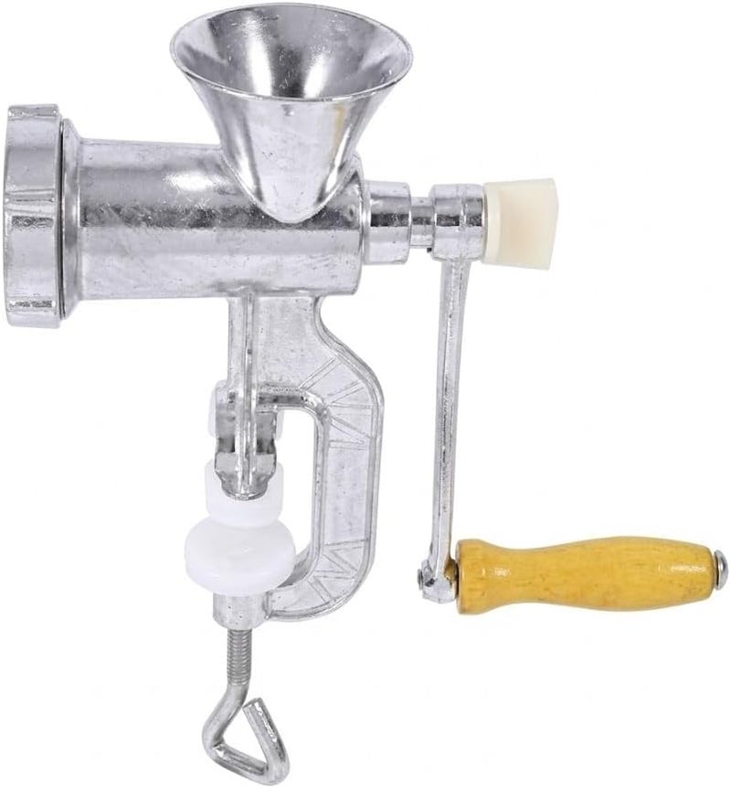 Heavy Duty Aluminum Manual Meat Grinder, Size 10, with Stand and Wooden Handle, for Mincing Meat, Vegetables and Biscuits - Image 1