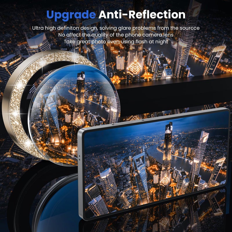 WSKEN for Samsung Galaxy S25 Ultra Camera Lens Protector - Ultra Thin Case Friendly, 9H Shatterproof Tempered Glass with Aluminum Metal Circle Camera Screen Protector Cover Accessories, Glitter Gold - Image 2