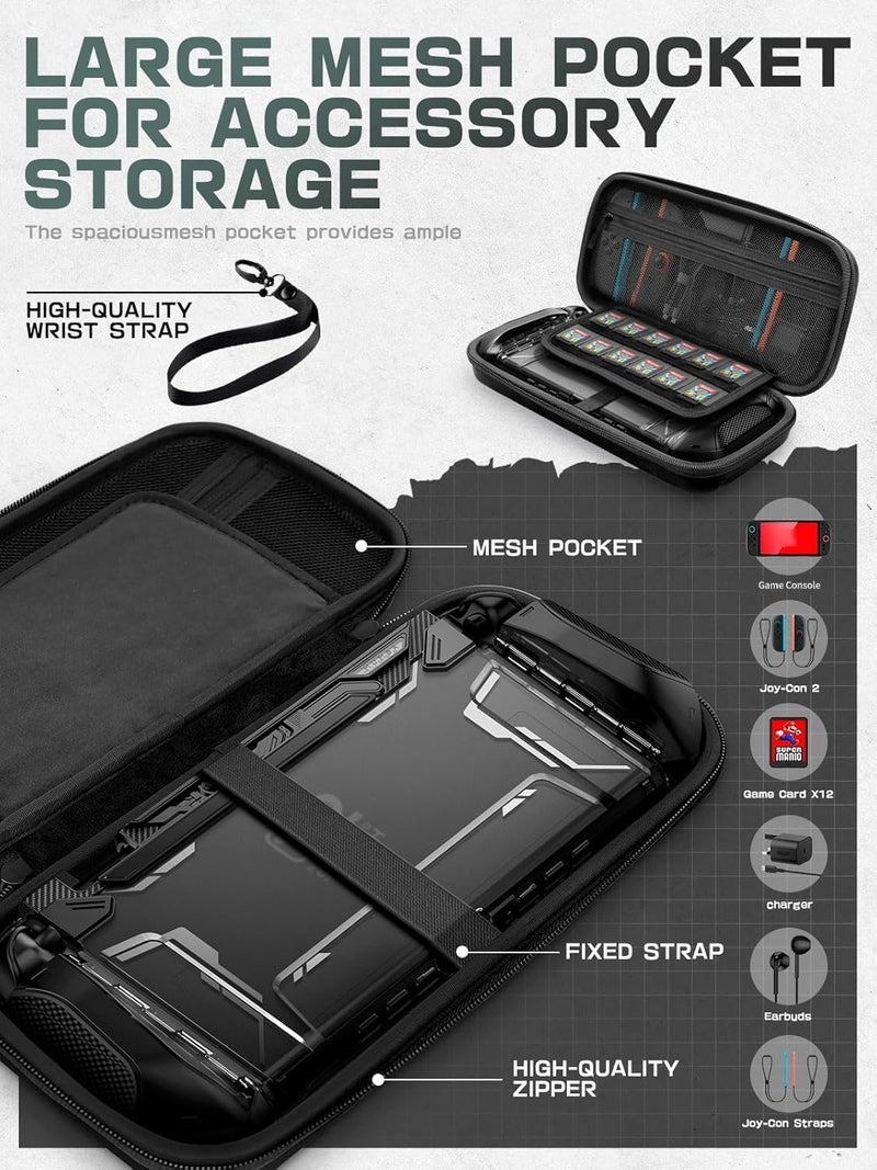 Mumba Carrying Case for Nintendo Switch 2 2025, [Plus Version] Portable Protective Travel Carry handbag Pouch for Blade/Titan Case [Large Capacity] (Black) - Image 3