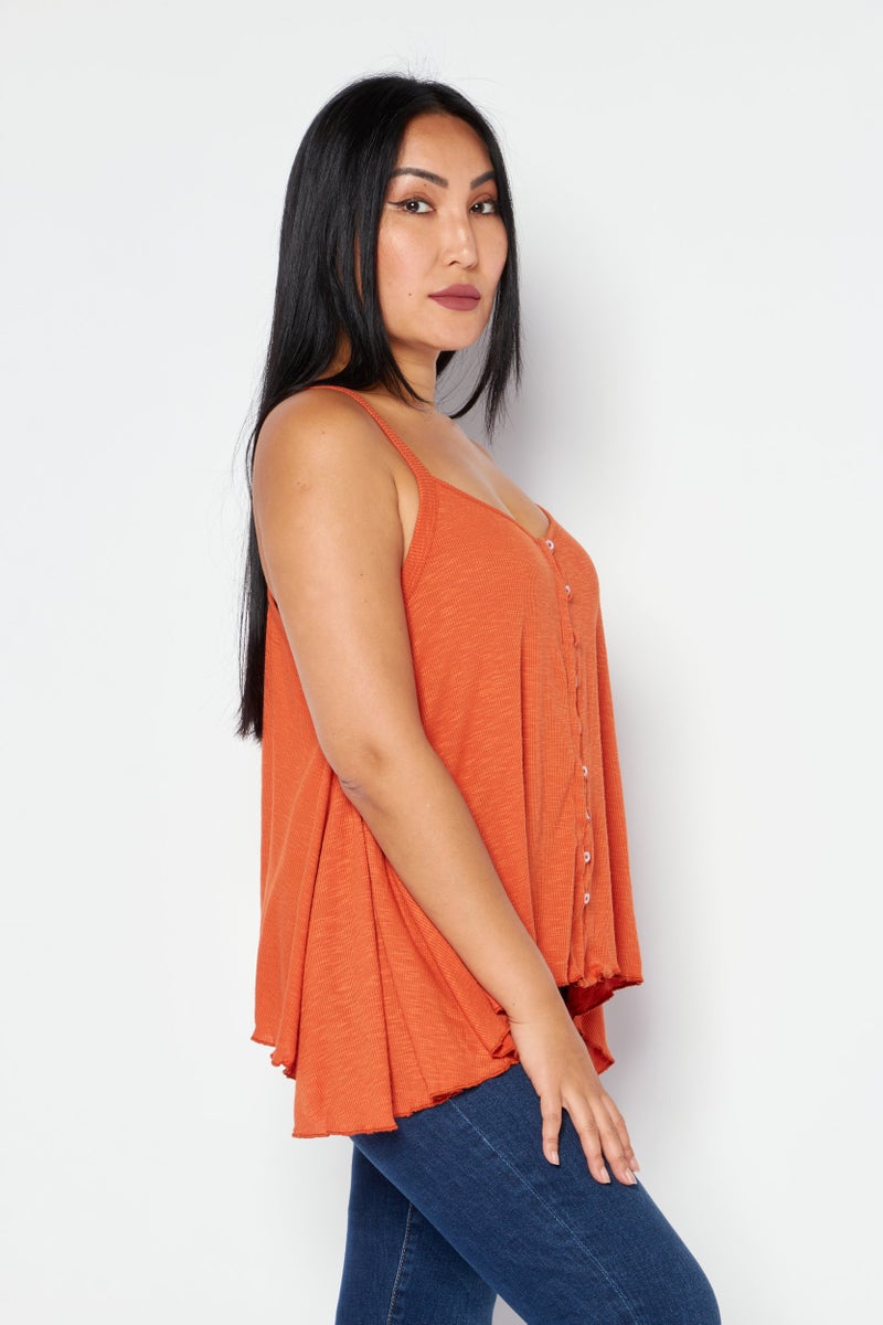 Jessica Simpson Women V Neck Sleeveless Solid Top, Orange - Image 2