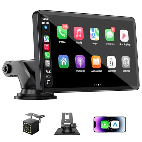 25HOURS Carplay Screen for Car, Upgrade 7" HD Wireless Apple Carplay & Android Auto Touchscreen- Car Play Screen Stereo with Backup Camera, Mirror Link/Voice Control/Music Play/GPS Navigation -for All Vehicle - Image 1