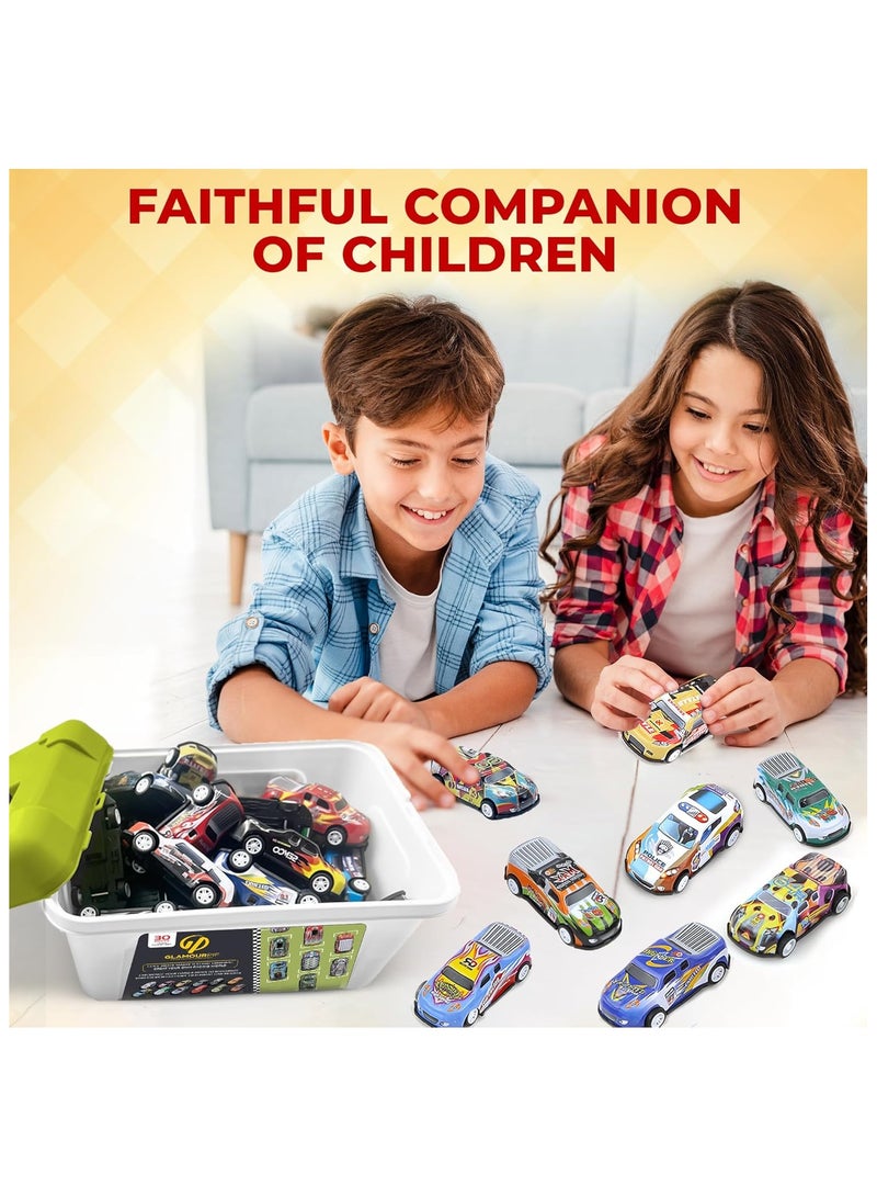 GlamourPie™ 30 PCS Pull Back Cars Toys for Boys with Storage Box Mini Kids Toys Party Favors for Kids Birthday Gift Toys for Girl and Boys 2-10 years old العاب اطفال  - Image 3