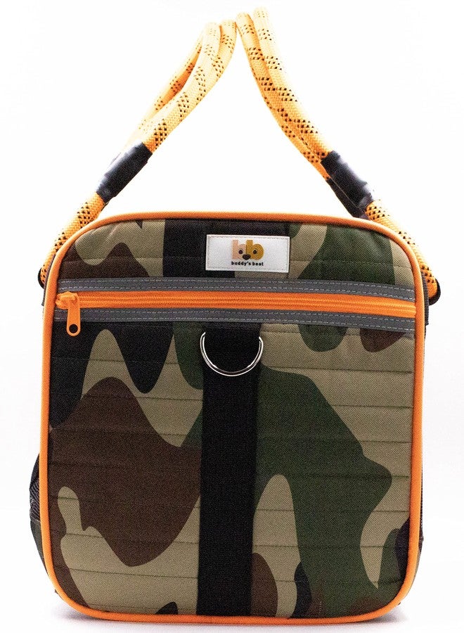 Buddy's Best Airline Approved Pet Carrier – Army Camo & Orange for Dog or Cat, Fits Under Seat, TSA Compliant, Ventilated Mesh Design w/Waterproof Base & Reflective Strips - Image 3