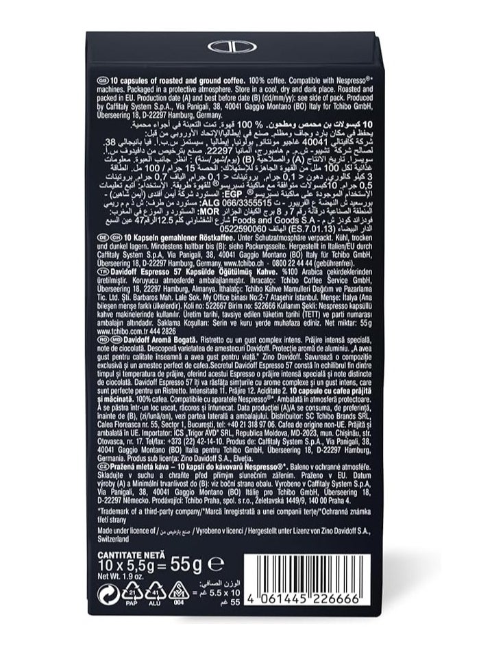 Davidoff - DAVIDOFF ESPRESSO 57 Dark and Chocolatey COFFEE CAPSULES SS GM 10 - Image 1