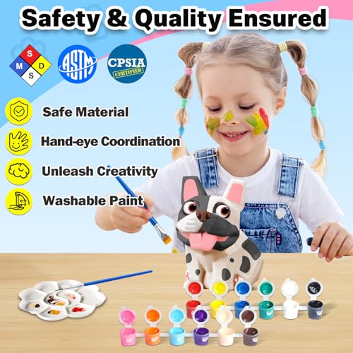 FUNZBO Paint Your Own Dog French Bulldog Lamp Kit - Arts and Crafts Supplies Painting Kits for Kids Teens, DIY Night Light Dog Toy for Toddler Girl Boy 3 4 5 6 7 8 9 10 11 12 Christmas Birthday Gifts - Image 3