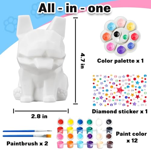 FUNZBO Paint Your Own Dog French Bulldog Lamp Kit - Arts and Crafts Supplies Painting Kits for Kids Teens, DIY Night Light Dog Toy for Toddler Girl Boy 3 4 5 6 7 8 9 10 11 12 Christmas Birthday Gifts - Image 2
