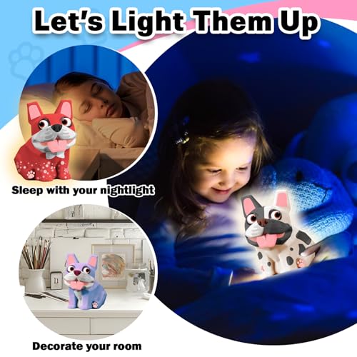 FUNZBO Paint Your Own Dog French Bulldog Lamp Kit - Arts and Crafts Supplies Painting Kits for Kids Teens, DIY Night Light Dog Toy for Toddler Girl Boy 3 4 5 6 7 8 9 10 11 12 Christmas Birthday Gifts - Image 4