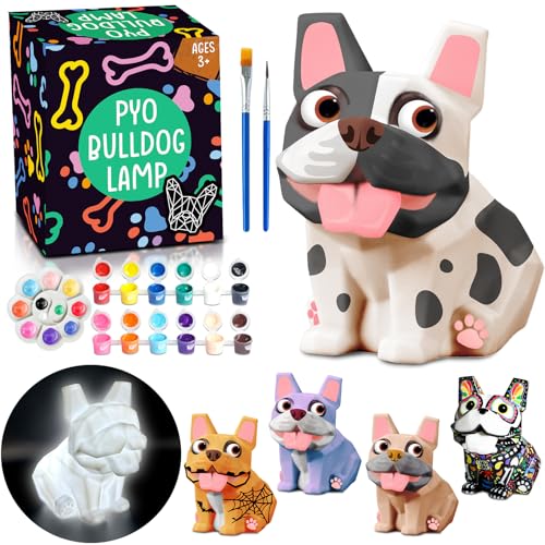 FUNZBO Paint Your Own Dog French Bulldog Lamp Kit - Arts and Crafts Supplies Painting Kits for Kids Teens, DIY Night Light Dog Toy for Toddler Girl Boy 3 4 5 6 7 8 9 10 11 12 Christmas Birthday Gifts - Image 1