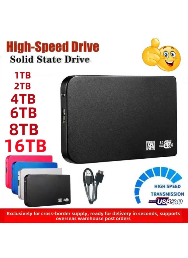 Mobile Hard Disk 2.5 Inch Portable HDD2TB 4TB 8TB16TB 30T External SSD Expansion Upgrade-Capacity:12TB-Interface:Silver  - Image 1