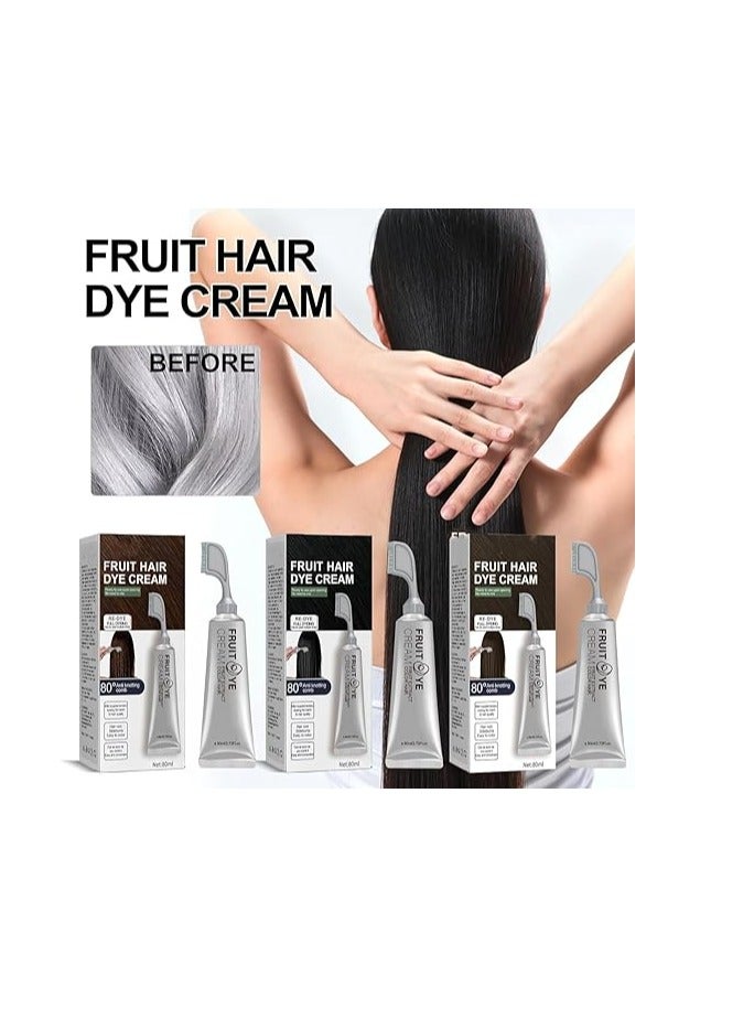 إيلهو كريم صبغ الفاكهة السوداء، كريم صبغ الفاكهة السوداء مع مشط، لون شعر الكيراتين، صبغ الشعر لتغطية الشعر الرمادي، كريم صبغ الشعر الأسود الطبيعي للرجال والنساء - Image 2