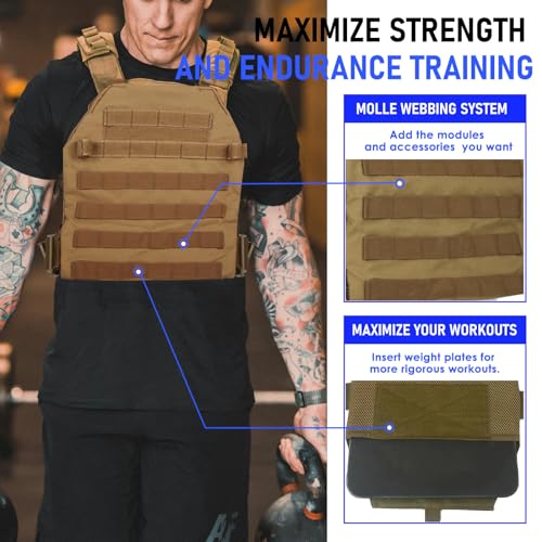 Miramrax Weighted Vest for Men and Women Weight Vests Adjustable Strength and Endurance Training Fitness Workouts Tactical Running Gym (Tan) - Image 3
