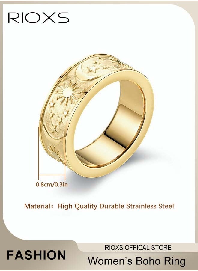 8mm Moon Star Sun Statement Ring Stainless Steel Boho Jewelry for Women - pzsku/Z57DB9F3662F5E51A3CC4Z/45/_/1739164084/5d758cbe-21fa-48e7-9714-cf19e3c5527e