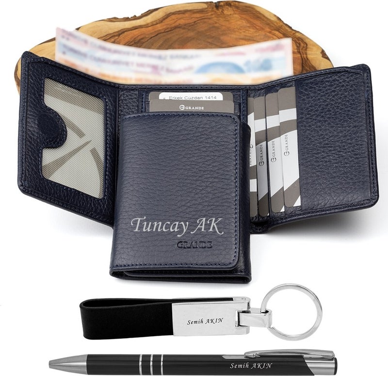Grande 1414 Genuine Leather Magnetic Personalized Men's Wallet  - Image 1
