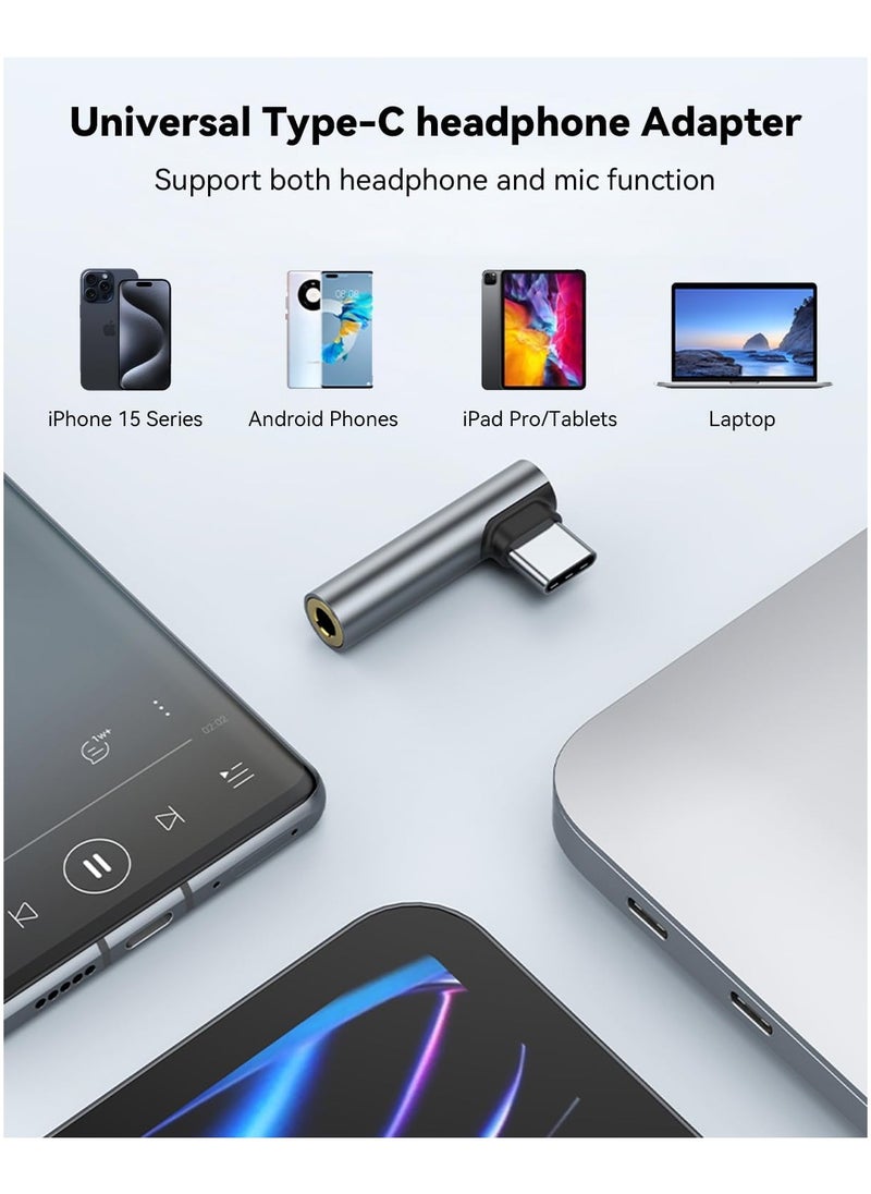 ماركة غير محددة محول USB C بزاوية قائمة إلى 3.5 مم Aux محول Type-C إلى سماعات رأس موصل منفذ صوت لسماعات الرأس/سماعات الرأس المتوافقة مع Galaxy S24/S23/S22/S21/S20، iPad Pro، iPhone 15  - Image 4