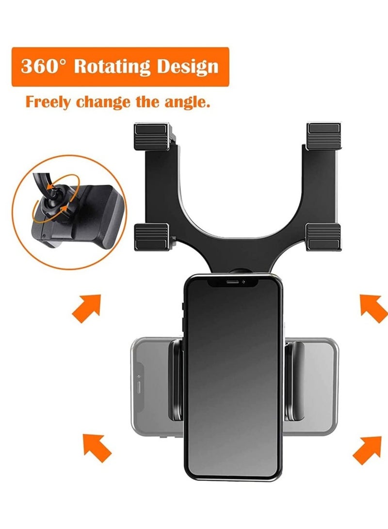 ELTRAZONE Car Rearview Mirror Phone Holder, ELECDON Car Phone Mount Phone Bracket, Phone Stand with 360° Swivel and Adjustable Clips, Universal Smartphone Cradle, Black - Image 3