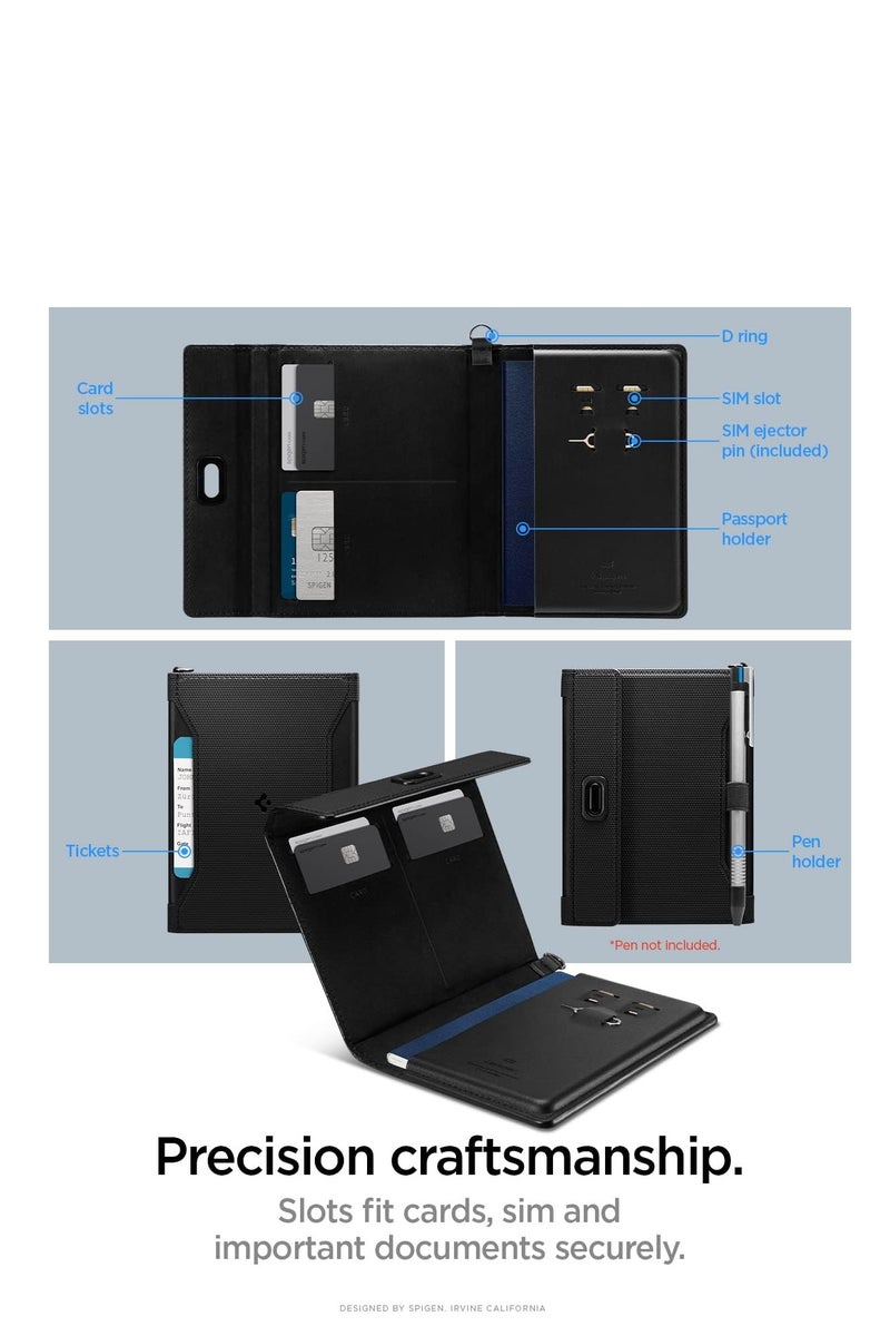 Spigen Anti-RFID Passport Protective Case for Travel and Passport Holder in PU Leather Compatible with Most Passport Sizes - Image 3