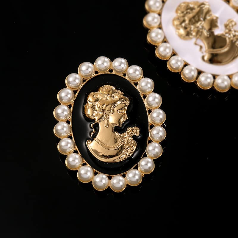 lureme Vintage Elegant Victorian Lady Beauty Cameo with Crystal Brooch Pin (br000017-15) - Image 3