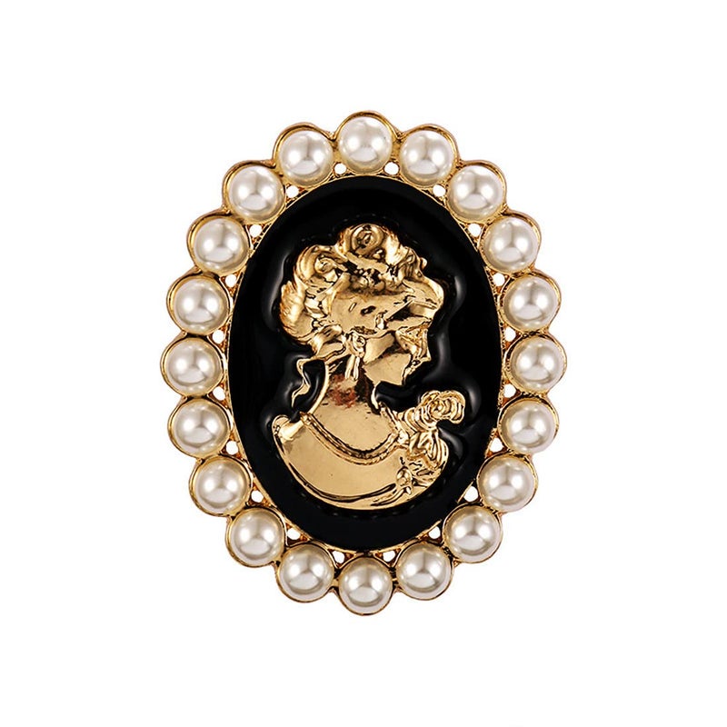 lureme Vintage Elegant Victorian Lady Beauty Cameo with Crystal Brooch Pin (br000017-15) - Image 1