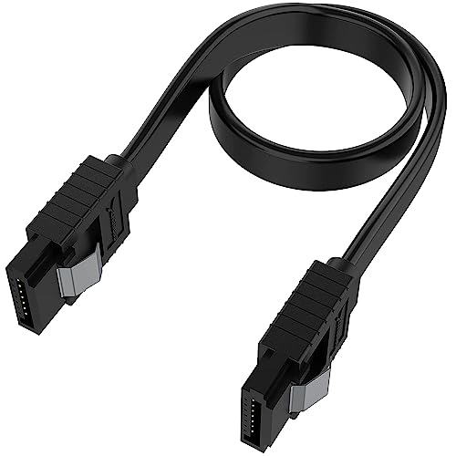 Etzin SATA Cable III 6Gbps Straight HDD SDD Data Cable with Locking Latch 16 inches Compatible for SATA HDD, SSD, CD Driver, CD Writer, Black - Image 1
