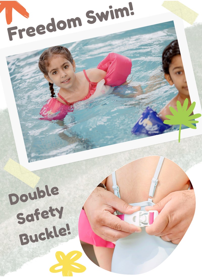 Jules Kids Swim Vest Floatie - Pink Color (14–23 kg) - Double Safety Buckle + Free Gifts Included!