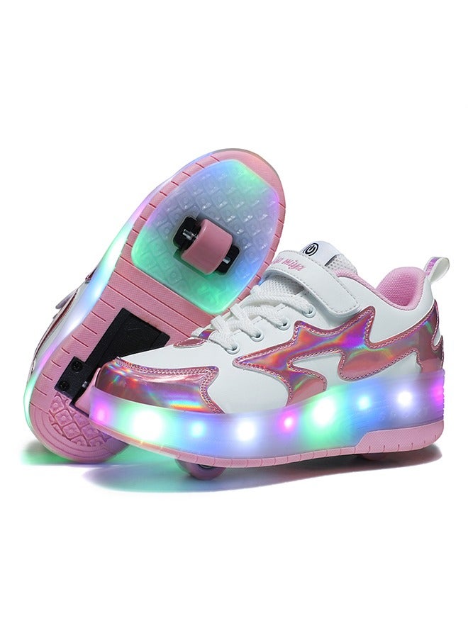 Beauenty LED Flash Light Sneaker Skate Shoes with Wheels USB Charging Roller Skates Shoes for Kids  - Image 1