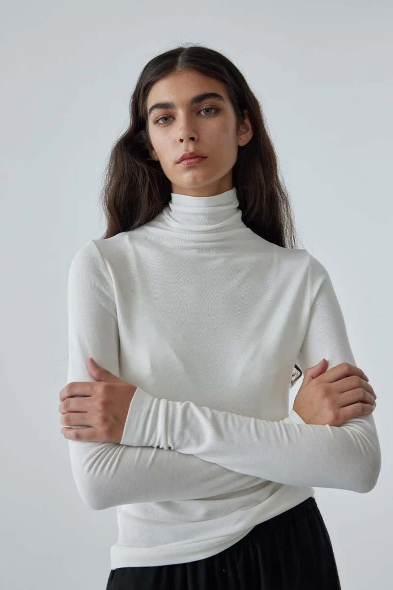 Suud Collection Ecru Mia Turtleneck Bodysuit