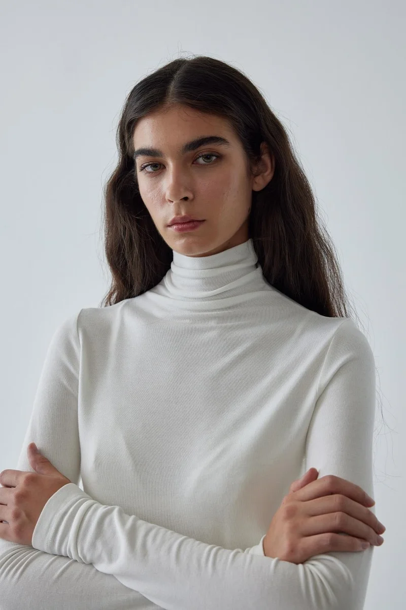Suud Collection Ecru Mia Turtleneck Bodysuit
