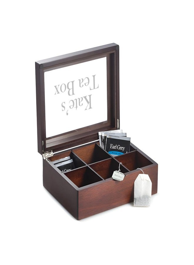 Bey-Berk Custom Engraved Mahogany Tea Storage Chest with Glass Lid – 6-Compartment Box for Tea Bags & Accessories - Image 1