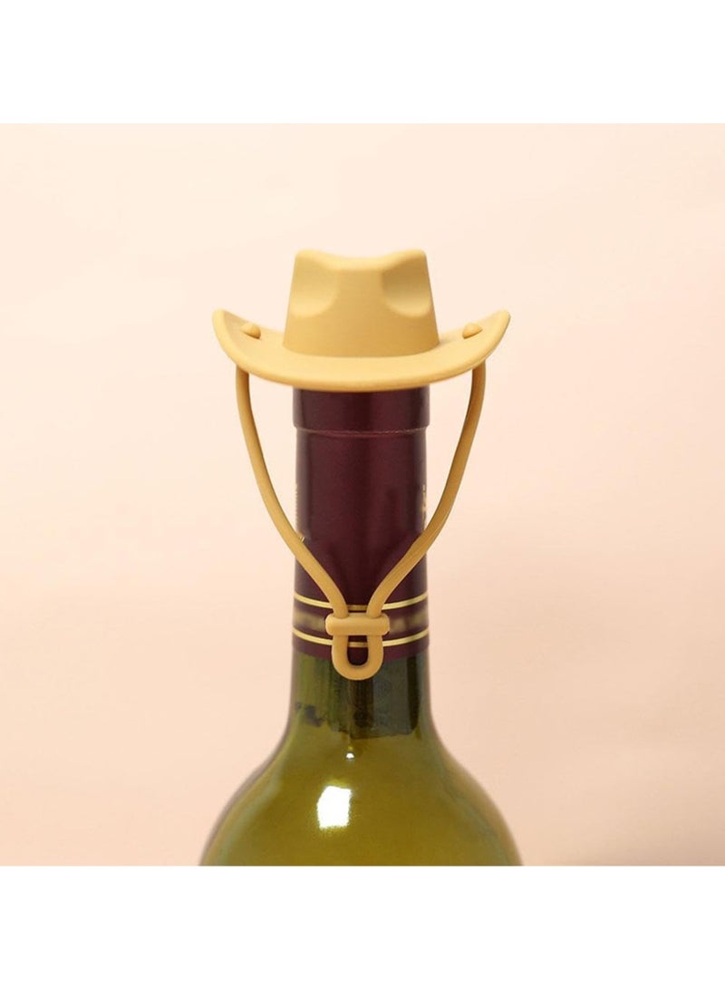 Funny And Cute Silicone Wine Stopper, Leakproof Seal Cowboy Hat Wine Bottle Stopper, Reusable Beverage Beer Champagne Wine Storage Stopper (Pink Cowboy Hat) - Image 4
