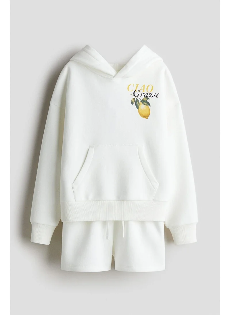 اتش اند ام 2-piece brushed-inside hoodie and shorts set