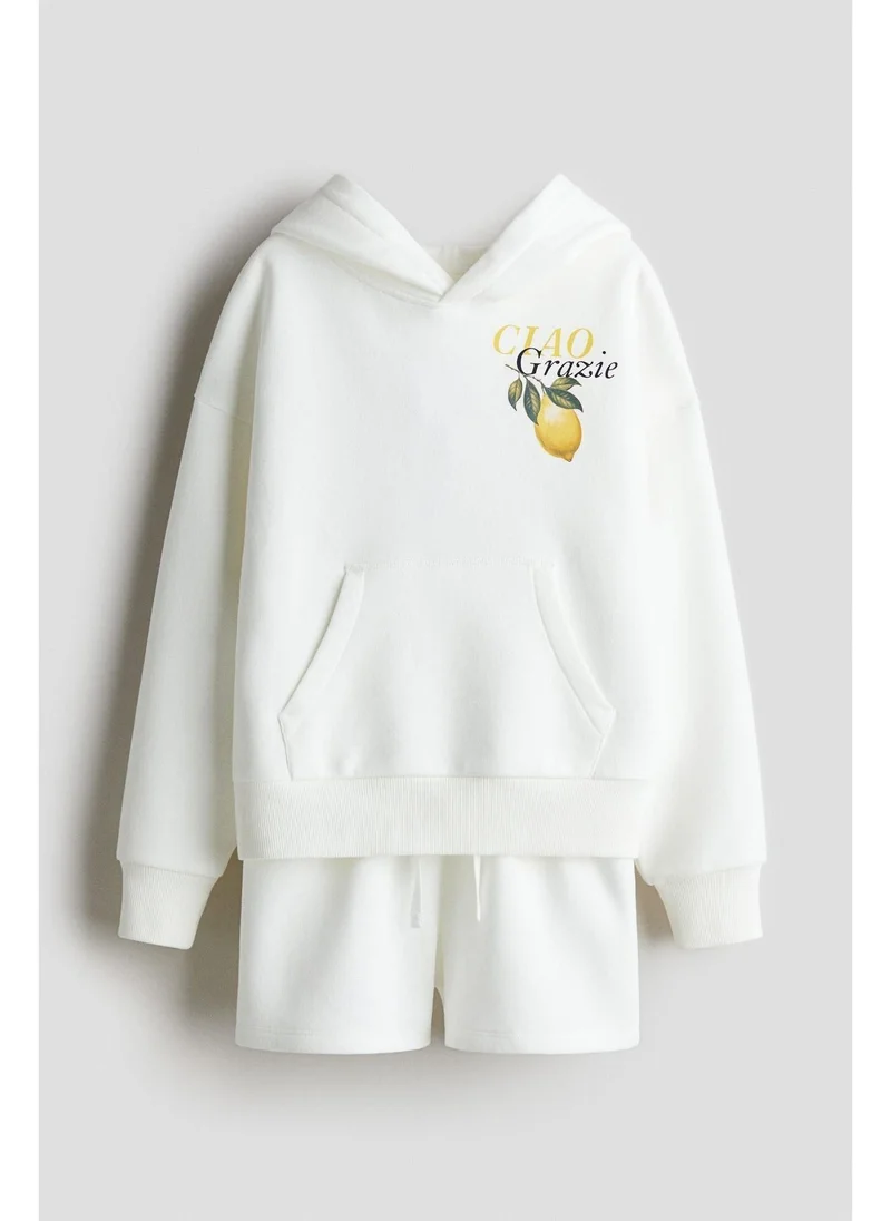 H&M 2-piece brushed-inside hoodie and shorts set